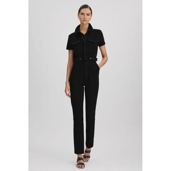 GOOD AMERICAN Women's Good Black Good Denim Jumpsuit size L - Picture 1 of 13